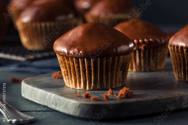 Fototapeta Homemade Dark Chocolate Cupcakes