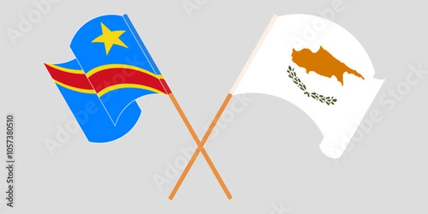 Obraz Crossed and waving flags of Democratic Republic of the Congo and Cyprus. Vector illustration