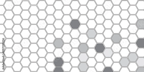 Fototapeta Vector geometric seamless texture symbol. Hexagon, bees hive cells pattern. Bee honey shapes. Abstract pattern with hexagonal white and gray technology line paper background.   Stylish grid texture. 
