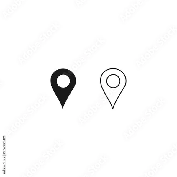 Fototapeta Location icon single vector and line art 