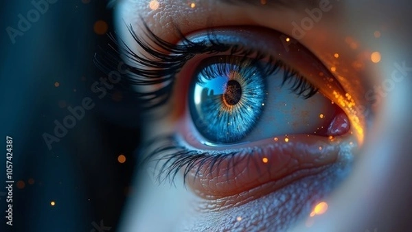 Obraz Advanced Eye Concept with Microchip Overlay for Technology Use