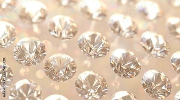 Fototapeta Soft-colored background with rows of small diamonds, arranged evenly to give a subtle, sparkling elegance