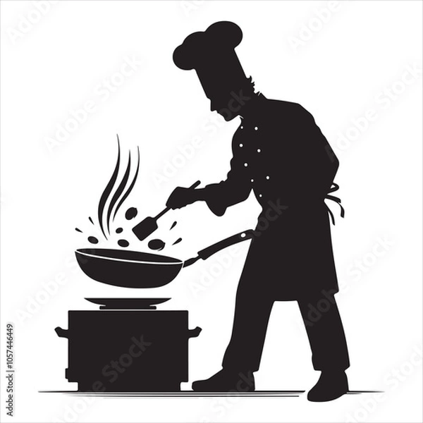 Obraz Vector silhouette of A chef preparing special meals for a highsilhouette of profile client or event