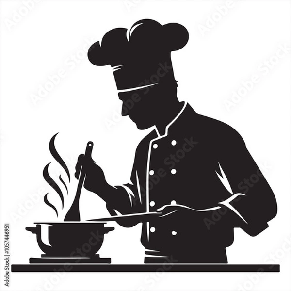 Obraz Vector silhouette of A chef preparing special meals for a highsilhouette of profile client or event