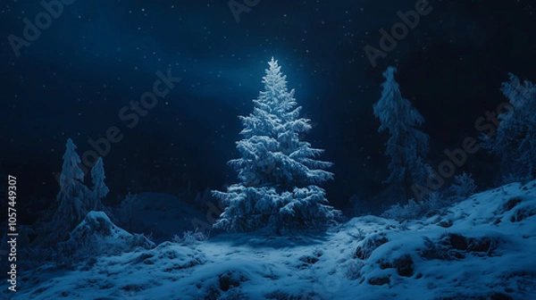 Fototapeta 雪とクリスマスツリー