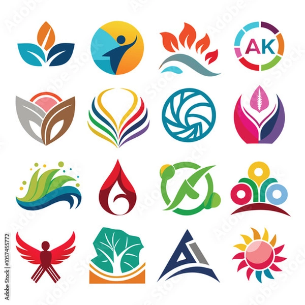 Fototapeta Multicolor Art Logo Collection with Vibrant Silhouettes