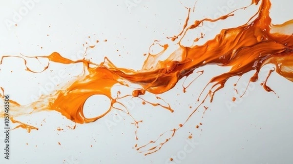 Fototapeta This photo of splashes of orange paint on a white background shows creativity.
