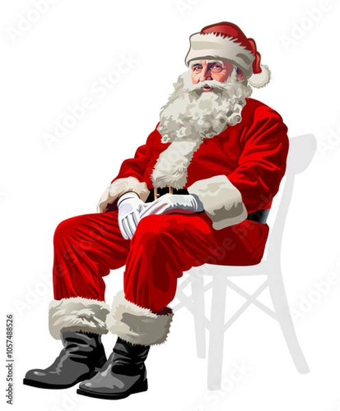 Fototapeta Vector Template Santa Claus in a sitting pose isolated