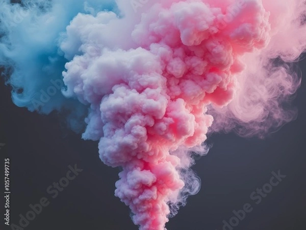 Obraz Pastel pink and blue smoke clouds merging on a dark background