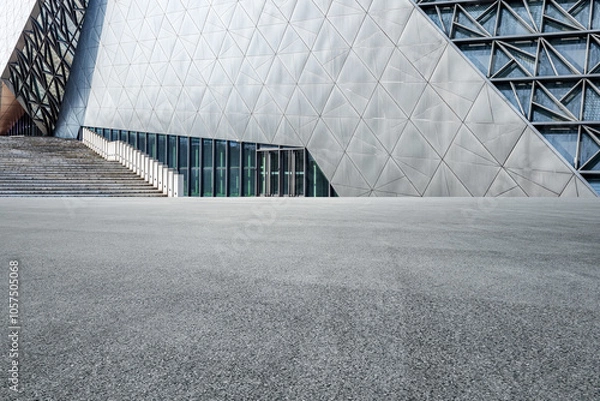 Obraz Empty asphalt road and commercial office buildings in modern city