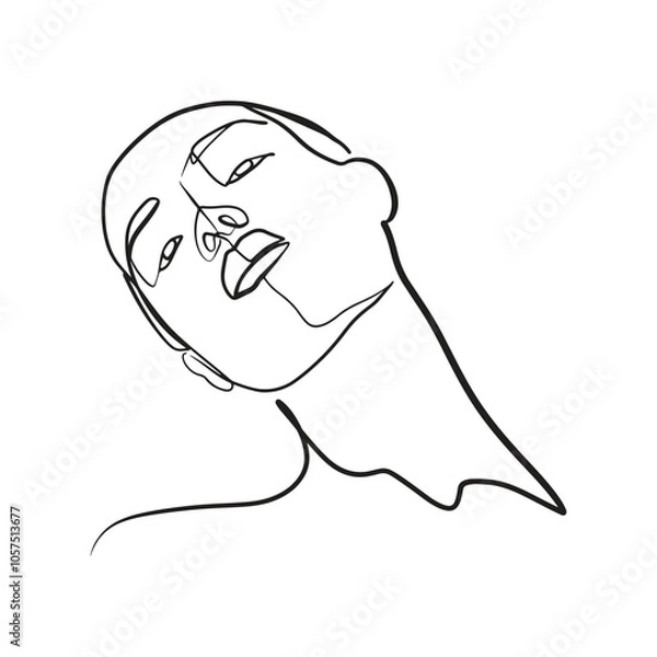 Fototapeta Continuous line, drawing of set faces and hairstyle, fashion concept, woman beauty minimalist, vector illustration for t-shirt, slogan design print graphics style
