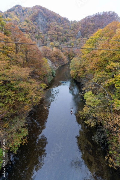 Fototapeta 北海道　札幌　定山渓　秋　紅葉