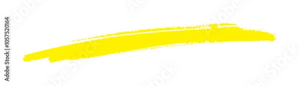 Obraz 少し右肩上がりのラフな手書きの黄色い線 - ブラシで書いたラインのシンプルなデザイン素材