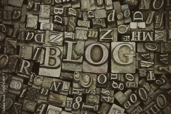 Fototapeta Close up of typeset letters with the word Blog
