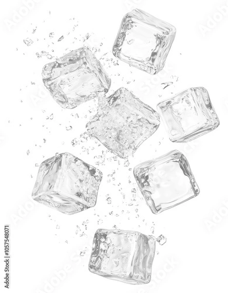Fototapeta PNG Exploding group of ice cubes accessories refreshing.