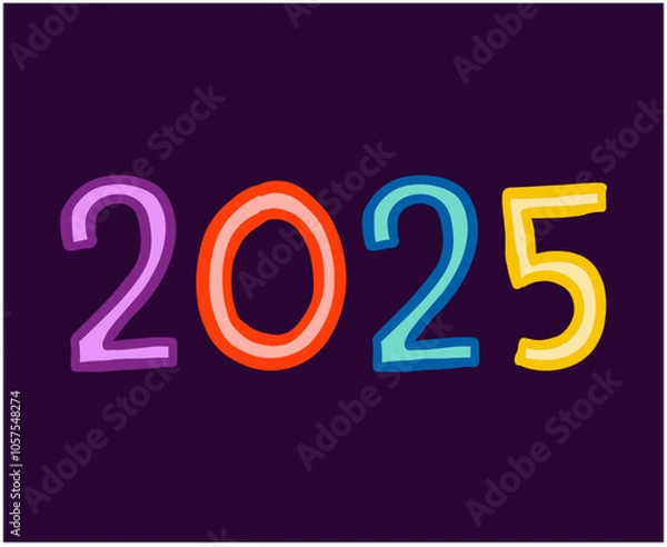 Fototapeta Happy New Year 2025 Abstract Colors Typography Numbers Design Vector Illustration