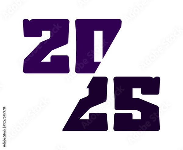 Fototapeta 2025 Happy New Year Abstract Purple Typography Numbers Design Vector Illustration