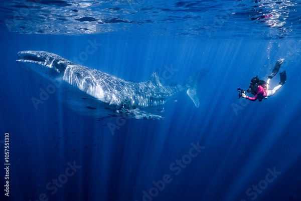 Fototapeta Large Whale Shark in Baja California Sur Mexico