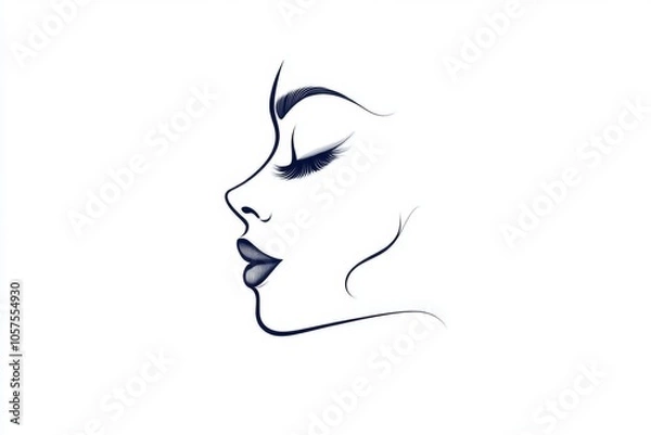 Obraz Minimalist line art of a face partially hidden in shadow, symbolizing mystery and the unknown side of a suspect, symbolizing secrecy and simplicity