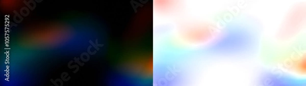 Obraz Colorful abstract light streak overlay on black background, creating a dynamic, vibrant effect.  Black and Transparent PNG for overlay effect.