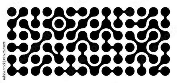 Fototapeta Metaball Texture. Vector Connect Rounded Shapes. Abstract Geometric Black Dots on White Background. Morphing Blob Elements Pattern