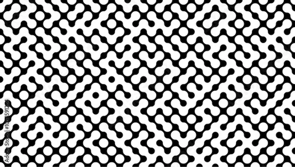 Fototapeta Metaball black shapes on white background pattern. Modern metaball graphic design, connected liquid molecule figures flat vector background illustration. Abstract metaball shapes backdrop texture