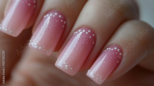 Obraz Elegant pink manicure with polka dot design
