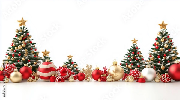 Fototapeta Christmas trees with decorations