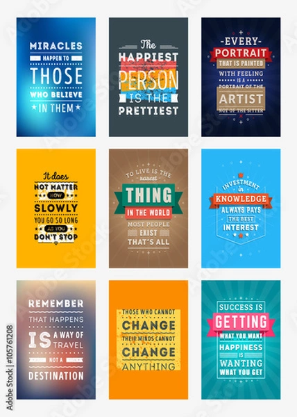 Fototapeta Set of Inspirational and Motivational Quotes Typographic Posters. Vector Illustration in Flat Style. Vector Quote. Poster Template