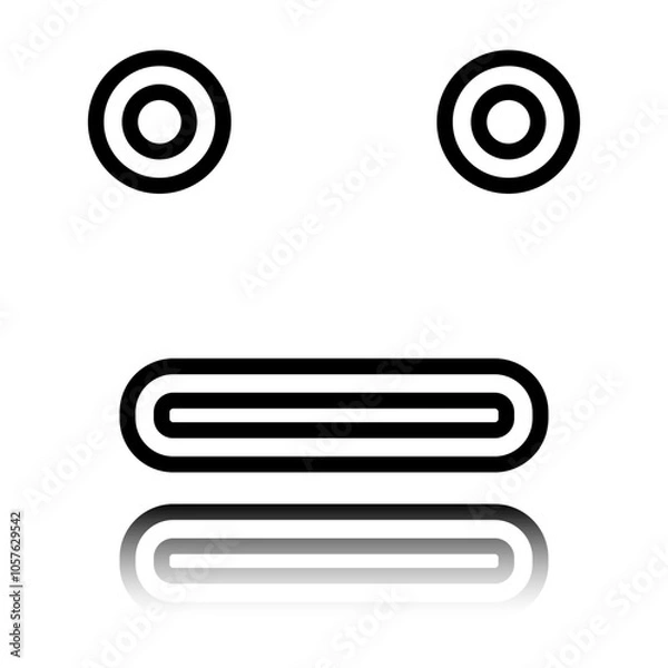 Obraz Face simple icon. Flat design. Black icon with mirror reflection. White background