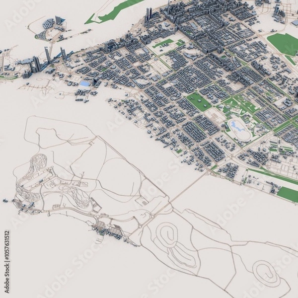 Fototapeta Abu Dhabi City United Arab Emirates Map, 3D Rendering
