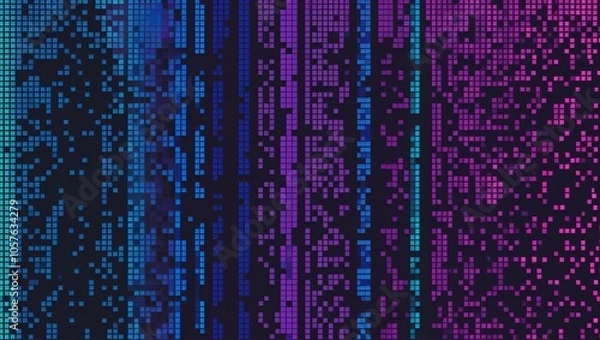 Fototapeta Abstract Digital Artwork with Cascading Pixel-Like Squares
