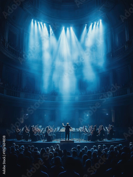 Fototapeta A symphony orchestra on stage . AI generative.
