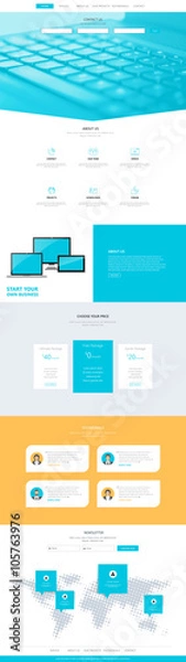 Fototapeta One page website template design, vector.