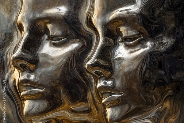 Obraz Eerie Reflections in Liquid Metal Ripples