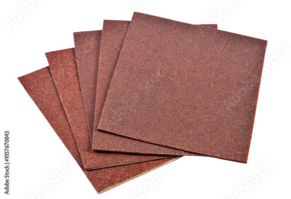Fototapeta Five pieces of red sandpaper isolated with transparent background
