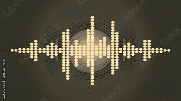 Fototapeta Minimalist Soundwave Artwork Featuring a Dotted Circular Pattern in Warm Tones