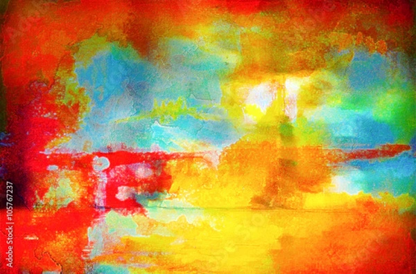 Fototapeta Vibrant abstract painting in warm tones
