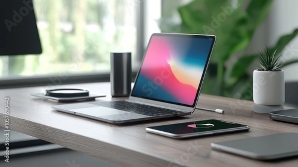 Fototapeta Modern Wireless Charging Setup for Devices