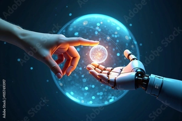 Obraz Human Touch Meets Robotic Precision - Exploring the Boundaries of AI and Human Connection in a Digital Landscape