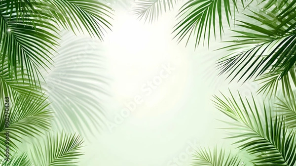 Fototapeta Tropical Palm Leaf Border with Sunlight.
