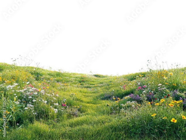 Obraz Vibrant meadow with colorful wildflowers and lush green grass.