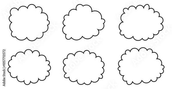 Fototapeta Line clouds communication speech bubble frame collection flat design vector