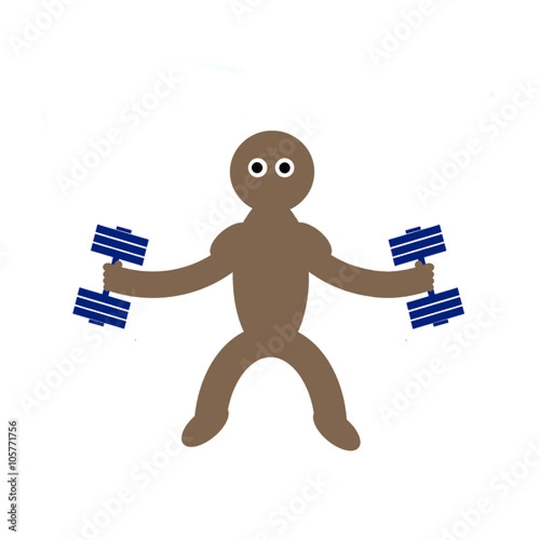 Fototapeta Kippy doing dumbell curls, flies