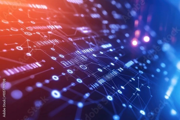 Fototapeta Exploring the intricacies of digital networks through vibrant visual representations