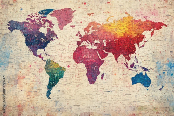 Fototapeta artistic interpretations of the world a colorful journey through map mosaics and collages