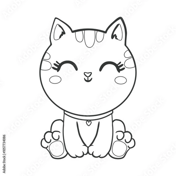 Obraz Draw vector character design couple love of cat with little heart for Valentine's day So sweet. Doodle cartoon style.