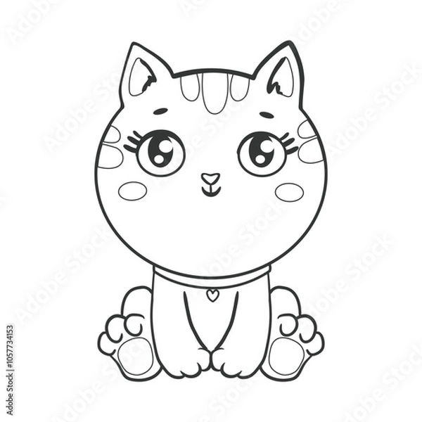 Obraz Draw vector character design couple love of cat with little heart for Valentine's day So sweet. Doodle cartoon style.