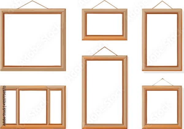 Obraz Wooden Picture Frames Hanging Set Design Elements