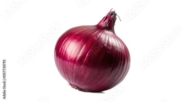 Obraz Fresh Whole Red Onion with Smooth Skin Isolated on White Background